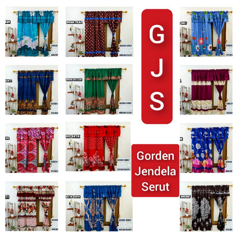 50 MOTIF - (GJS) TERLARIS GRATIS ONGKIR GORDEN JENDELA PENDEK SERUT RUMBAI  100 X 150 CM MINIMALIS M