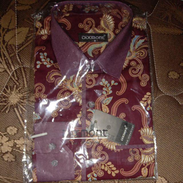 Kemeja Batik Pria Lengan Panjang Bl65 Katun Motif Modern Dixmont Semi Slimfit