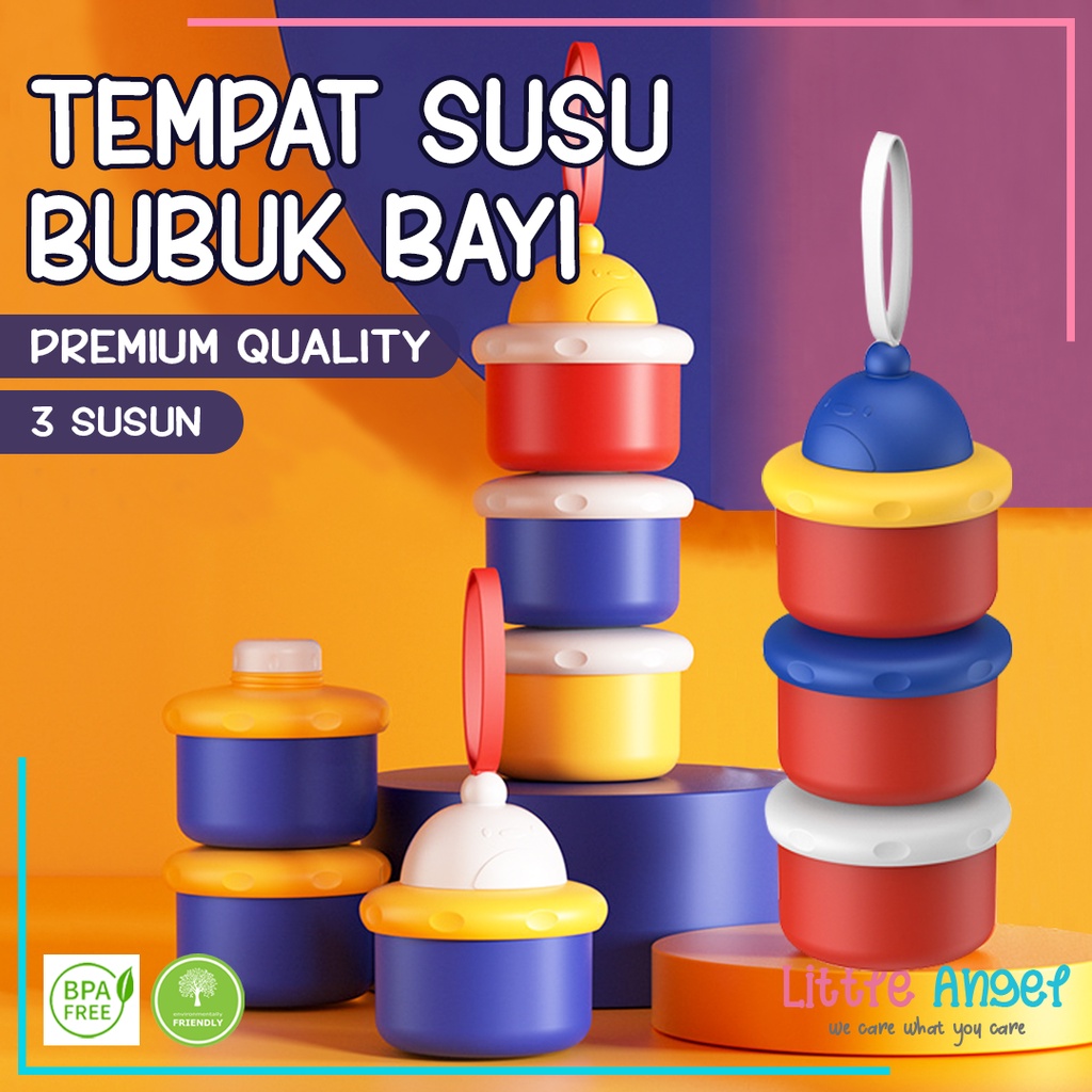 Tempat Susu Susun Bayi Kotak Travel Susu Formula Wadah Sekat Tingkat Dispenser Makanan Kontainer Susu Bubuk Anak Bayi Container