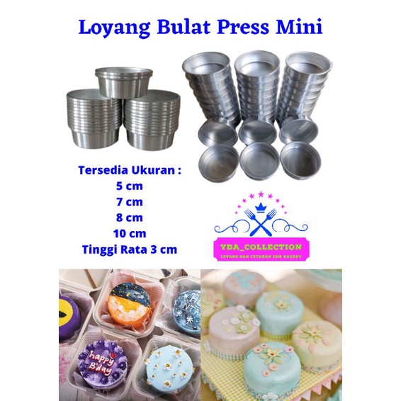 Loyang bulat press mini ukuran 5,7,8,10cm / cetakan pie / loyang cetakan tarlet / loyang bulat press