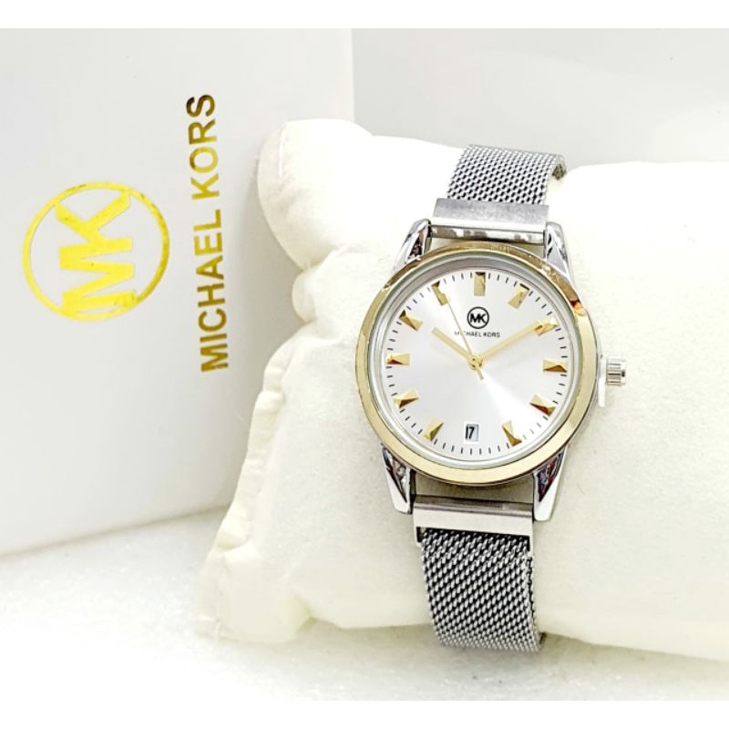 (COD) NEW JAM TANGAN WANITA MICHAEL KORS / MK ANALOG RANTAI PASIR TANGGAL AKTIF