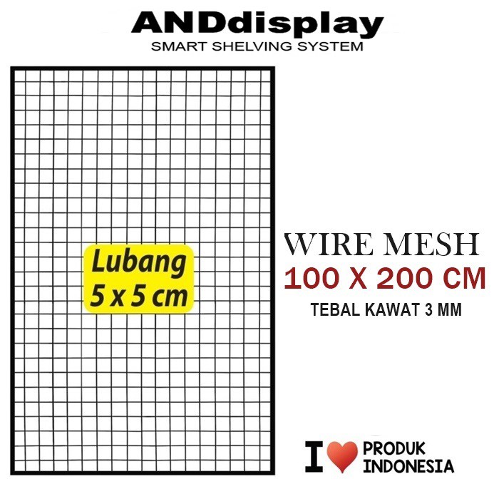 WIRE GRID MESH 100 X 200 CM - KAWAT JARING KOTAK - RAM DINDING BINGKAI