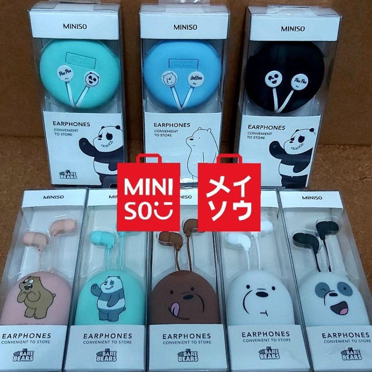 OBRAL! MINISO Earphone We Bare Bears Dll - Bebas Pilih Kondisi New!