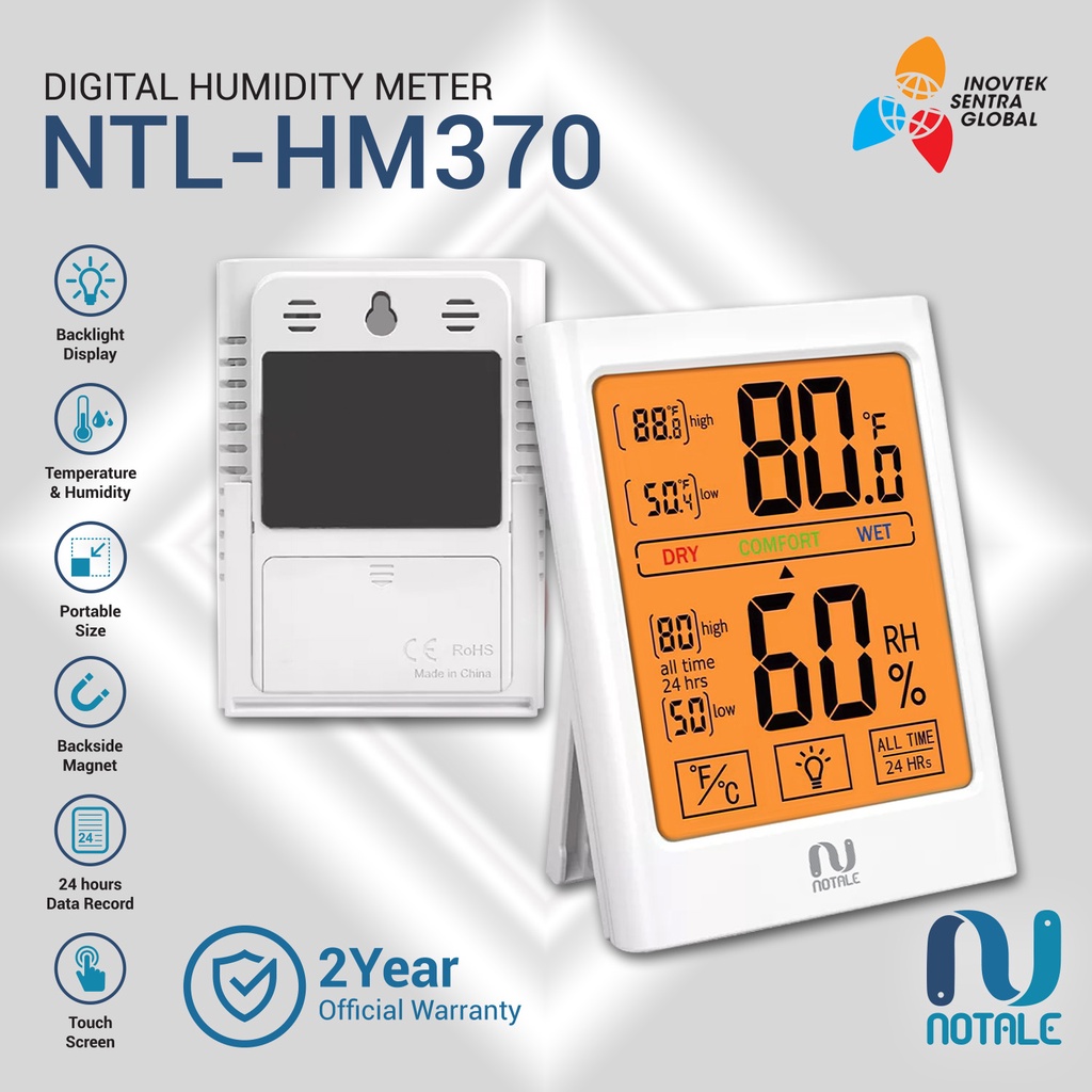 Jual Notale Hygrometer Thermometer Humidity Meter Alat Ukur Suhu