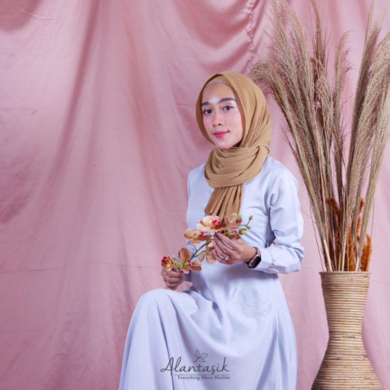 Alantasik - Pashmina Pasmina  plisket ceruti Plain Pleated Crinkled babydoll Tudung  Basic Shawl G.R.1