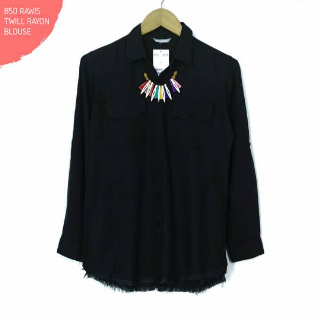 HnM Kemeja Hitam Rayon import b6