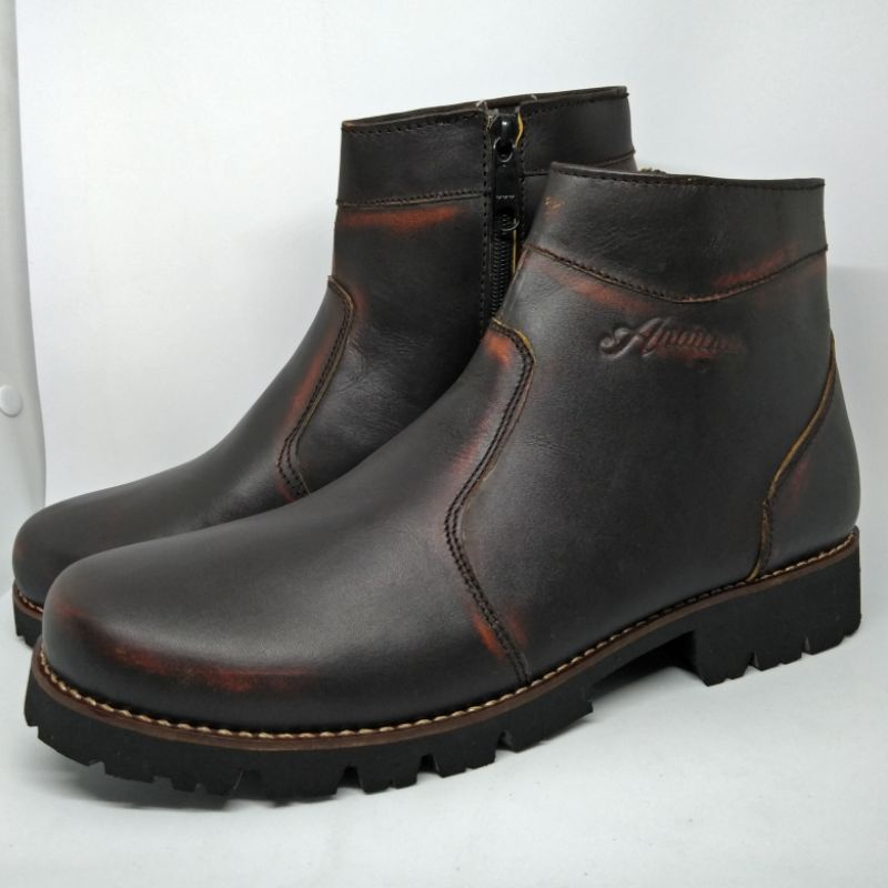 chelsea anduras boots leather ll sepatu boots pria resleting kulit ll sepatu anduras boots kerja pri