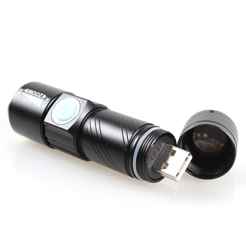 Senter Mini USB Rechargeable Q5 LED 2000 Lumens - Hitam