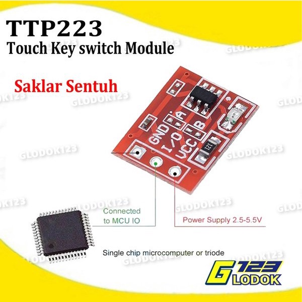 TTP223 Touch Sensor Sentuh Key Module Settable Capacitive 1 Ch Channel