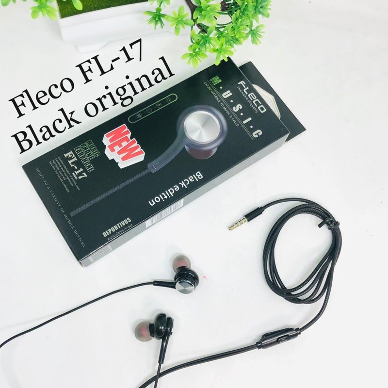 GROSIR HANDSFREE FLECO FL17 ORIGINAL BLACK EDITION STEREO EARPHONE