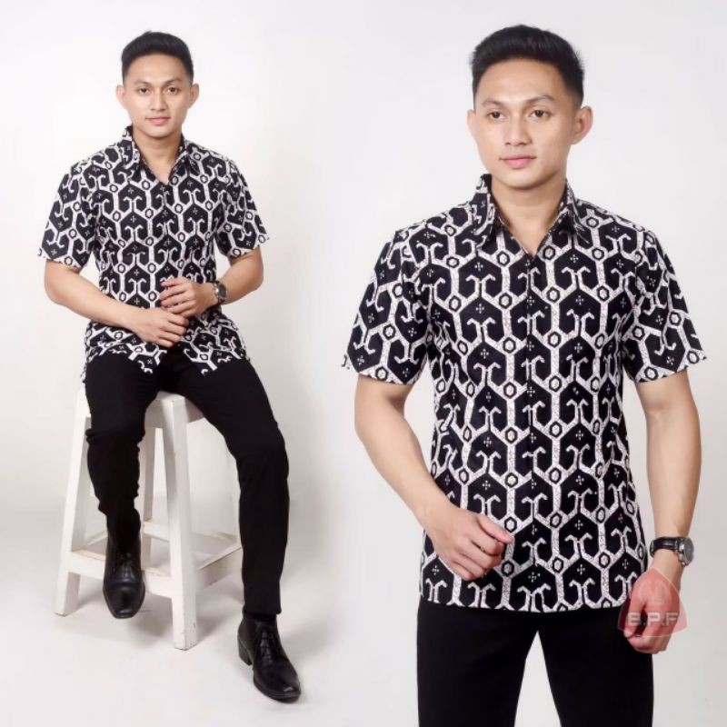 BAJU BATIK PRIA LENGAN PENDEK (BISA COD)