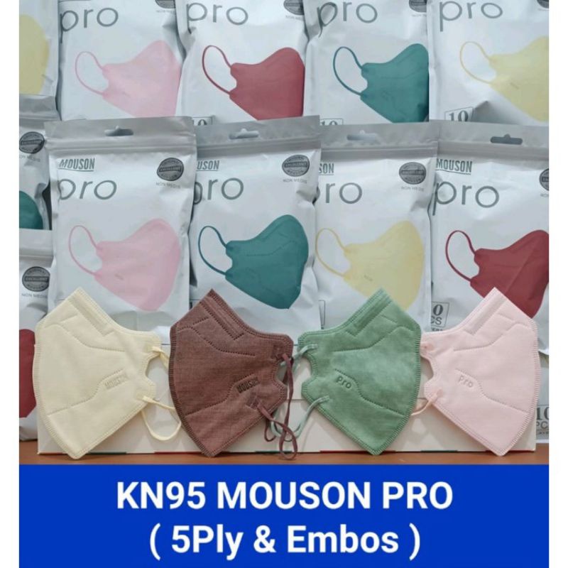 MOUSON PRO MASK KN95 MOUSON KN95 5D 5PLY MASKER KN 95 5 PLY ISI 10 PCS DISPOSABLE FACE MASK ORIGINAL EMBOSS