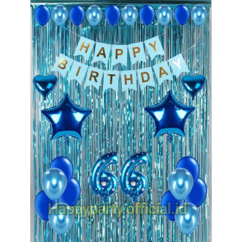 PAKET DEKORASI ULANG TAHUN/HAPPY BIRTHDAY TEMA BIRU STARLOVE