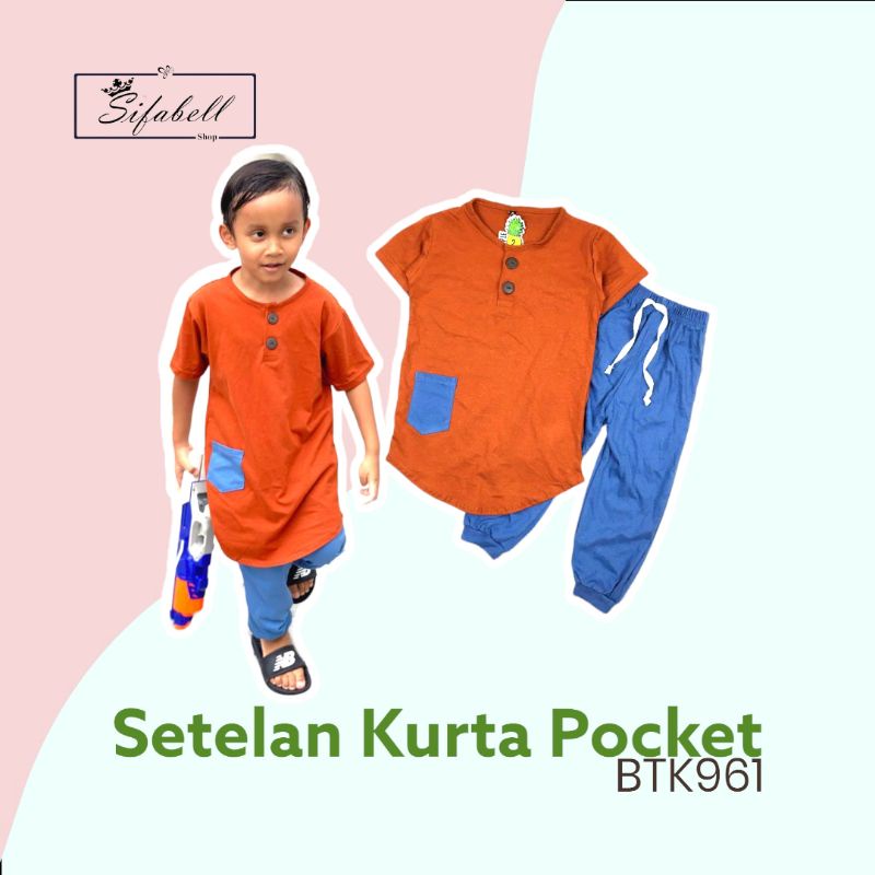 Setelan Kurta Pocket Baju Koko Anak Usia 2-10 tahun BTK961