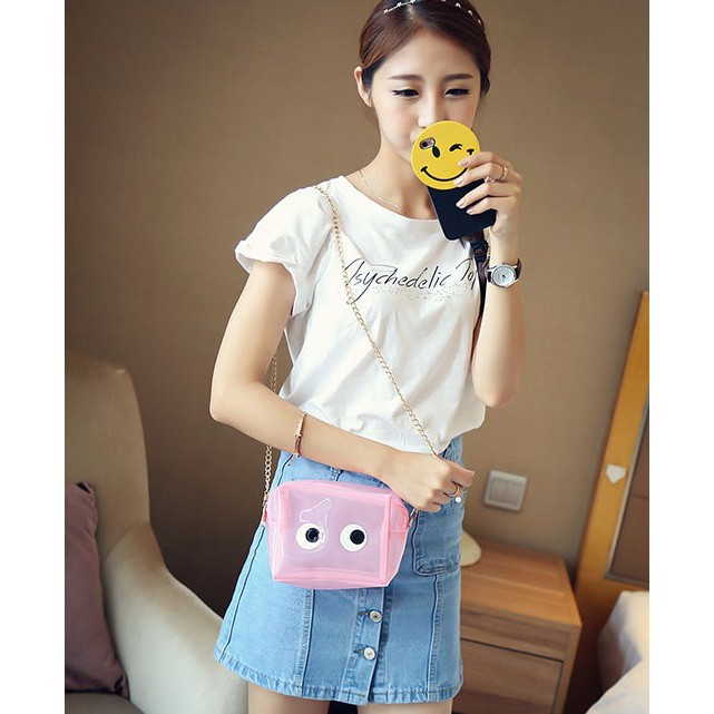 tas selempang mata plastik crystal eyes shoulder bag mini (2i1) bta110