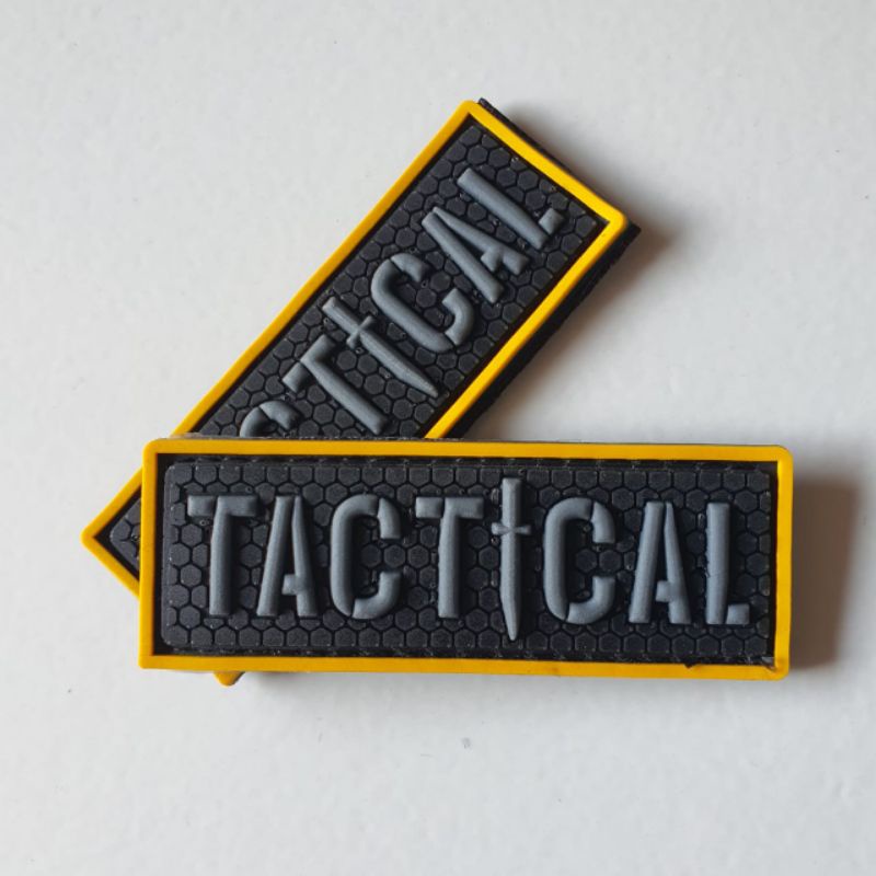 patch rubber logo tactical kecil 6.5 x 2.5 /tempelan emblem karet velcro