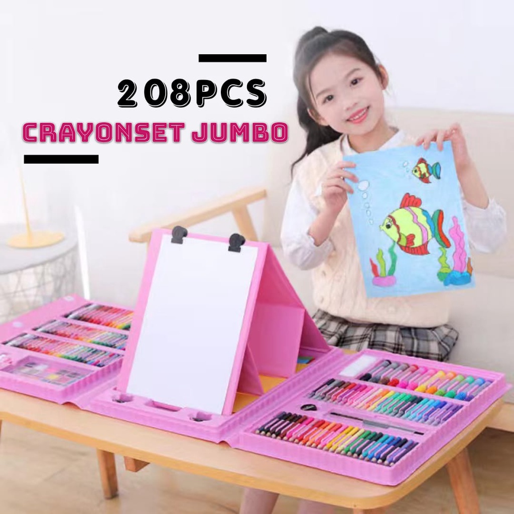 AZ ALAT LUKIS SET / ALAT MENGGAMBAR DAN MELUKIS / CRAYON SET ANAK ISI 208PCS