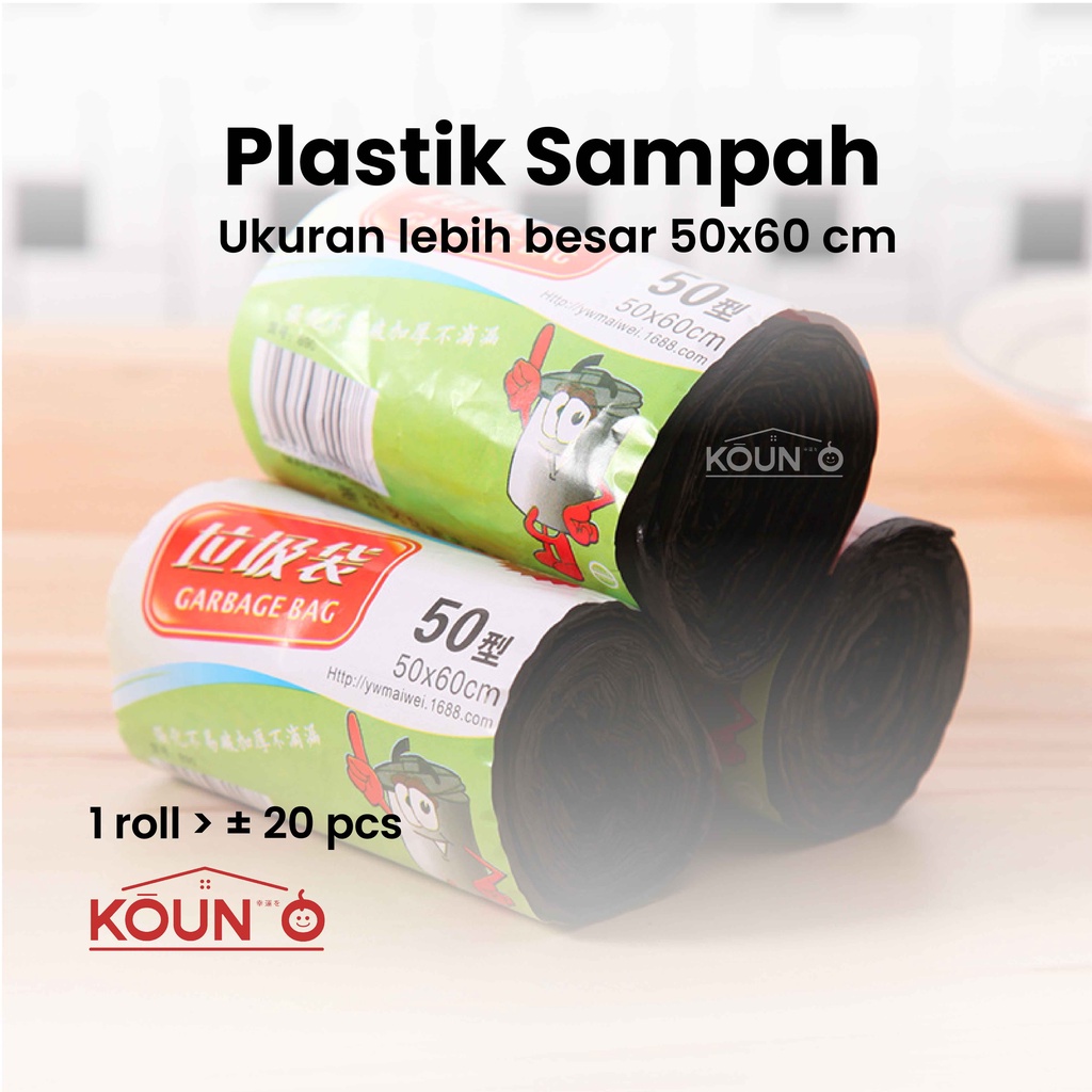 Kantong Plastik Sampah Roll Kantong Kresek Sampah Gulungan Tebal Besar Hitam Ukuran 50 x 60 cm  Isi 