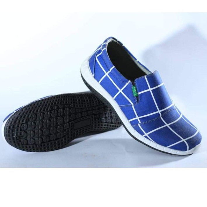 Sepatu Pria Slip On Kasual Sepatu Kerja Motif Garis Casual Import Sol Karet