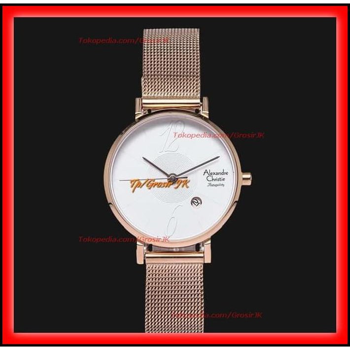 Jam Ac Cewe Alexandre Christie Rantai Pasir Rosegold Original Murah