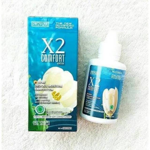 Cairan pembersih softlens X2 comfort 60ml/air pencuci dan perendam soflen x2 comfort travel pack