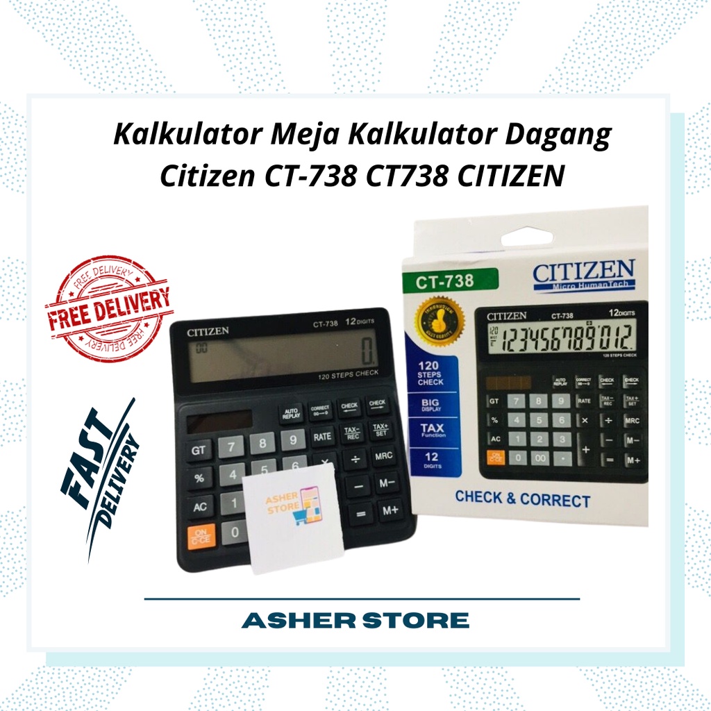 

Kalkulator Meja Kalkulator Dagang Citizen CT-738 CT738 CITIZEN