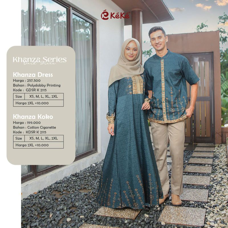 GAMIS IBU SARIMBIT KEKE TERBARU 2022KHANZA SERIES GDSRK 21115 DARK GREEN BAHAN POLYDOBBY PRINTING SI
