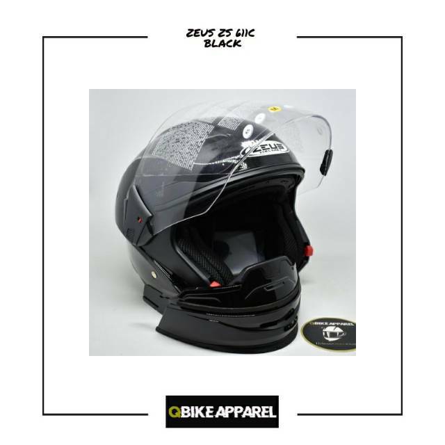 Helm Motor Full Half Face Double Visor Zeus ZS 611C Black