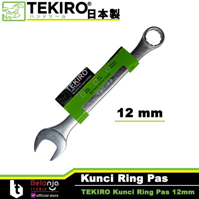 pas-ring-kunci- tekiro kunci ring pas 12 mm - combination wrench 12 mm tekiro -kunci-ring-pas.