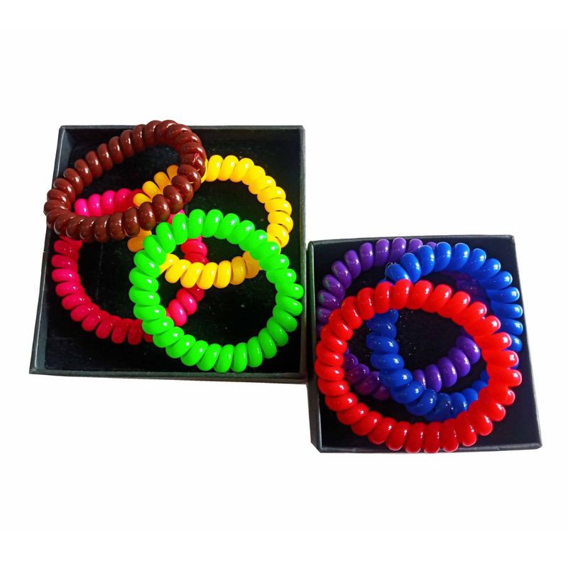 1 Buah Ikat Rambut Karet Spiral Spring Multi warna