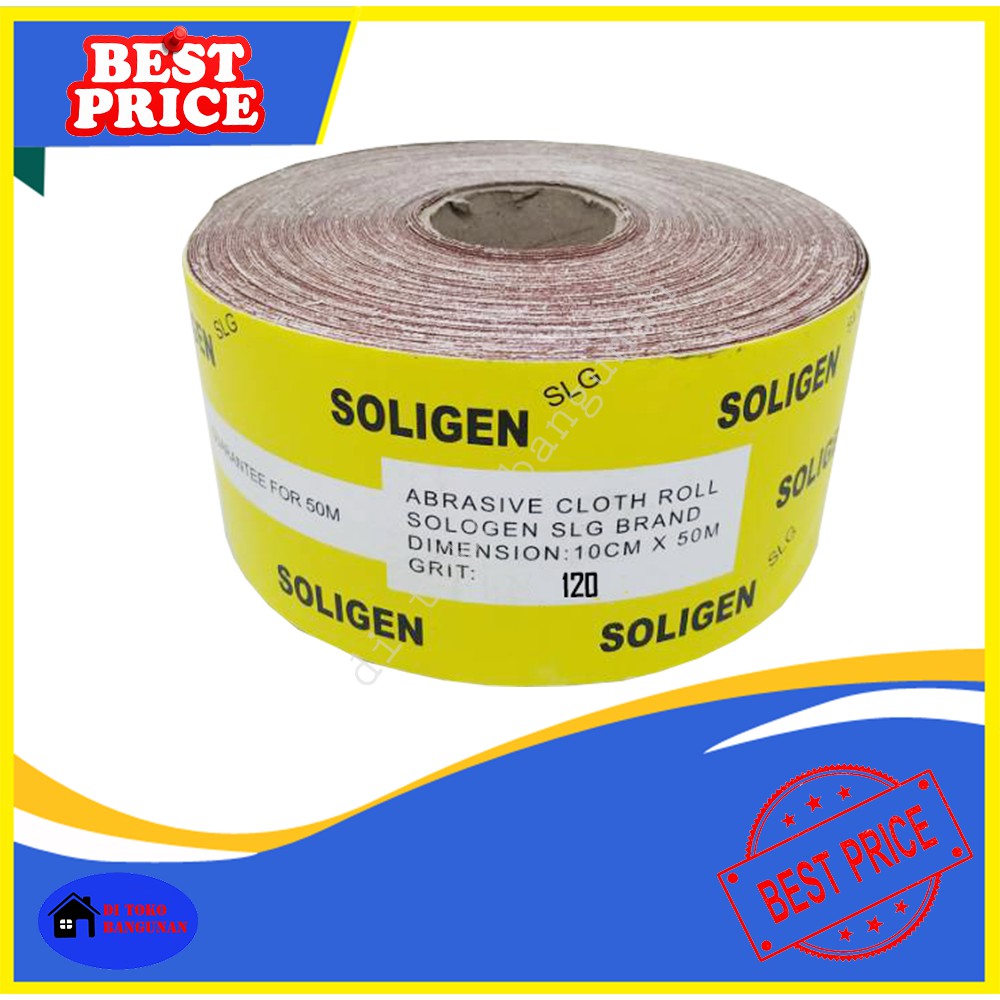 Amplas Roll 50 Meter 4 Inch Grit 60 80 100 120 180 220 240 320 360 400 Soligen