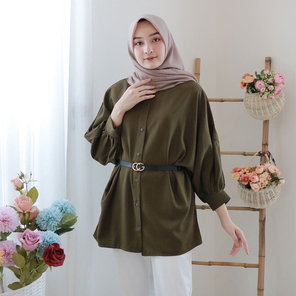 Blouse Wanita Kancing Blouse Wanita Lengan Pendek Blouse Motif Blouse Wanita Blouse Hitam Blouse Wan