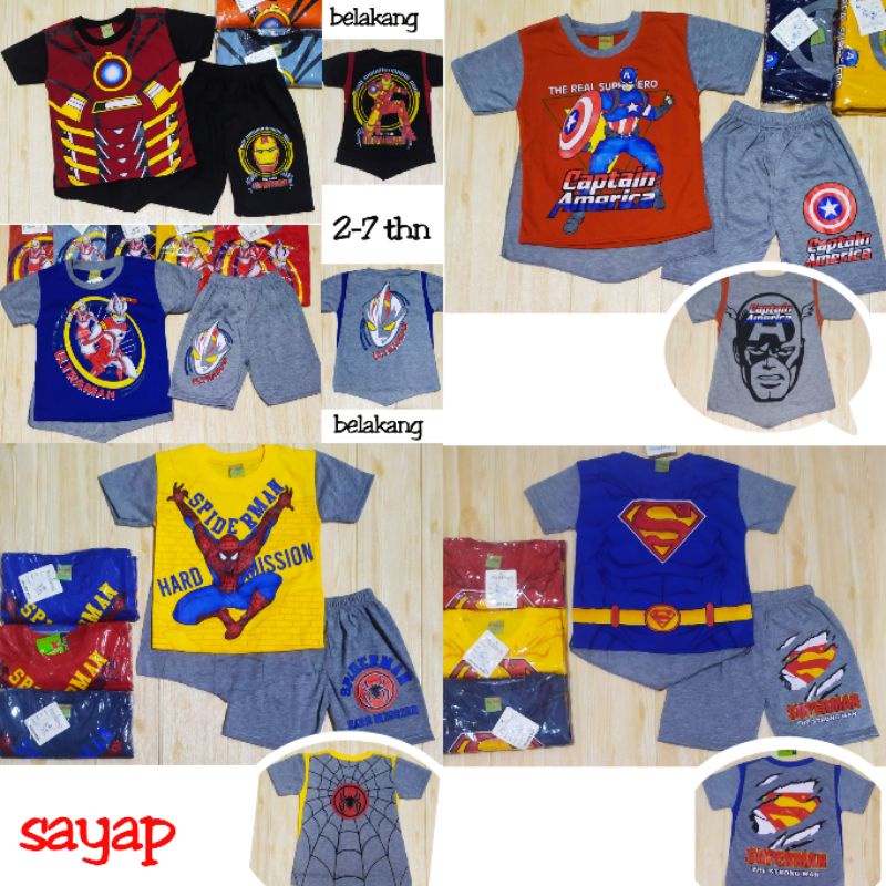 Baju anak laki-laki ultraman ironman sayap 2-7thn/setelan sayap/bajusayap/lotus833