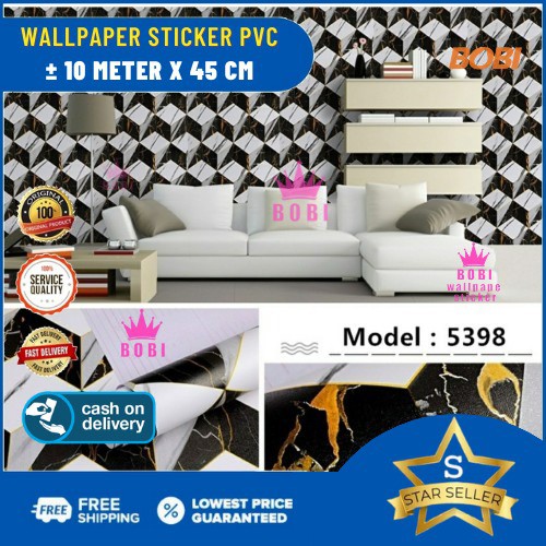 Wallpaper Sticker 5398 Klasik Hitam Putih / Wallpaper New / 9mx45cm