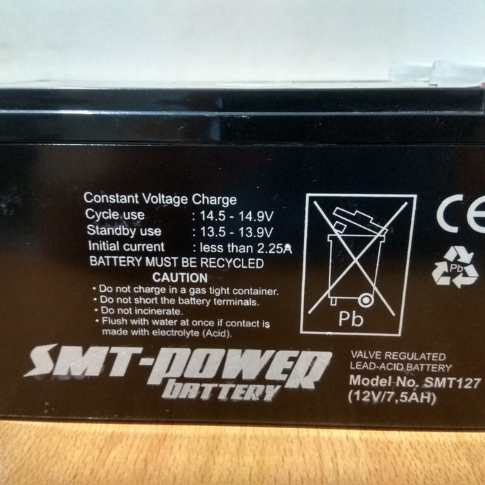 BATTERY VRLA (Valve Regulated Lead Acid) / SLA (Sealed Lead Acid) SMT 12V 7,5AH