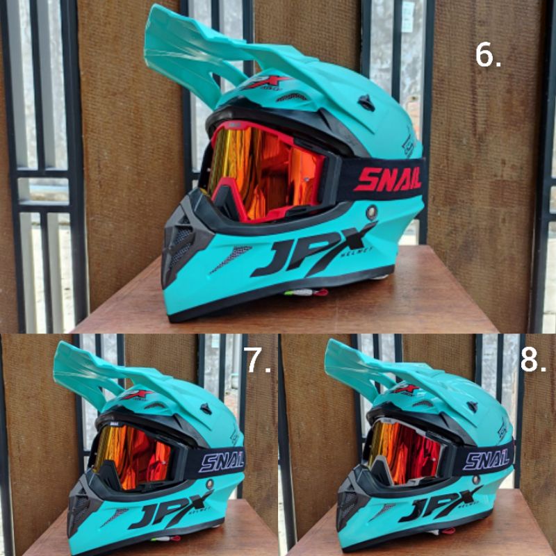 HELM JPX CROSS TOSCA_SOLID PAKET GANTENG JPX FOX 1 - TOSCA BLUE DOFF/ BLACK + GOOGLE SNAIL (ONGKIR 2 KG) HELM JPX TERBARU