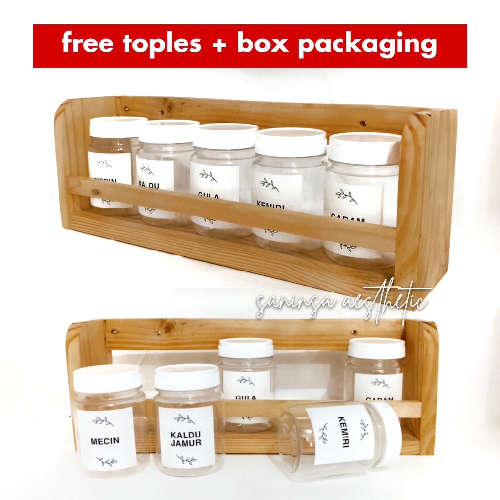Rak Bumbu Dapur Dinding Kayu Minimalis