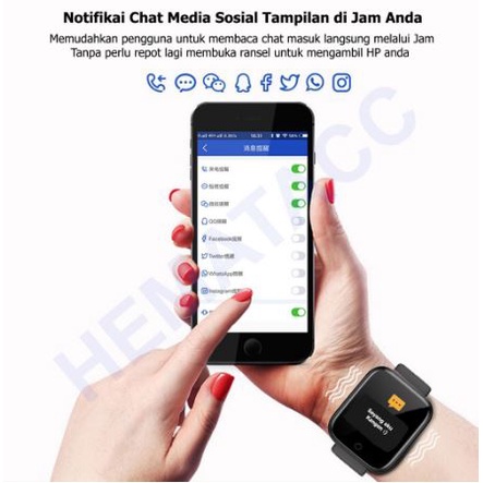[Plus] SmartWatch Y68  Plus Sport Tahan Air Bluetooth Smart Watch Pelacak Kebugaran Gelang Pedometer Heart Rate