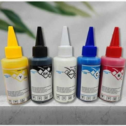 

---Terbartu--- paket CMYK+W , tinta dtf audley 100ml