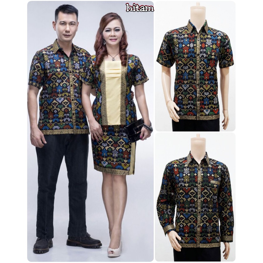 BATIK SARIMBIT COUPLE KELUARGA FAMILY AYAH IBU ANAK SERAGAM ROK N BLUS MENTARI PRODO PENDEK HITAM