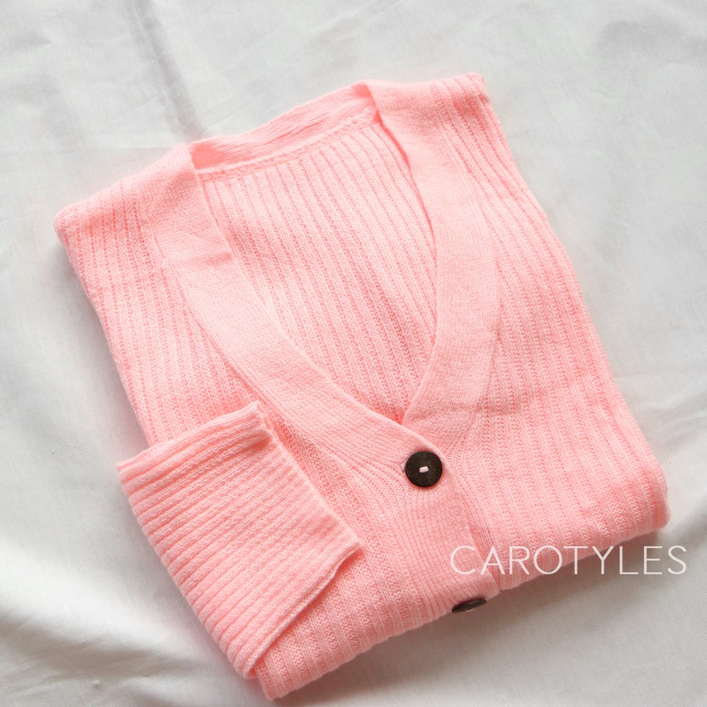 CARDIGAN CROP RAJUT KARDIGAN CARDY RAJUT CROP TOP KOREA FASHION OUTER OUTWEAR WANITA CEWEK PEREMPUAN-CROP BABY PINK