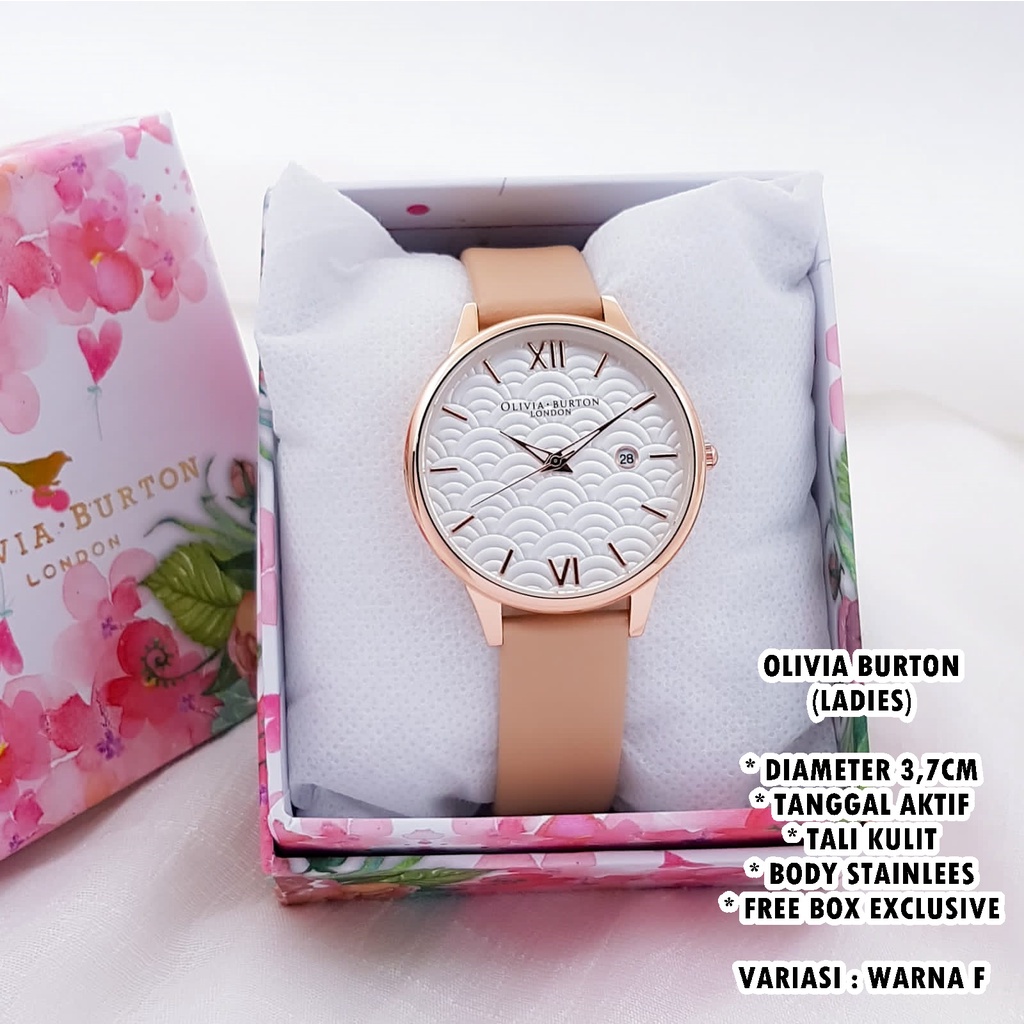 (FREE BOX) JAM TANGAN WANITA FASHION TALI KULIT BODY BULAT TANGGAL AKTIF