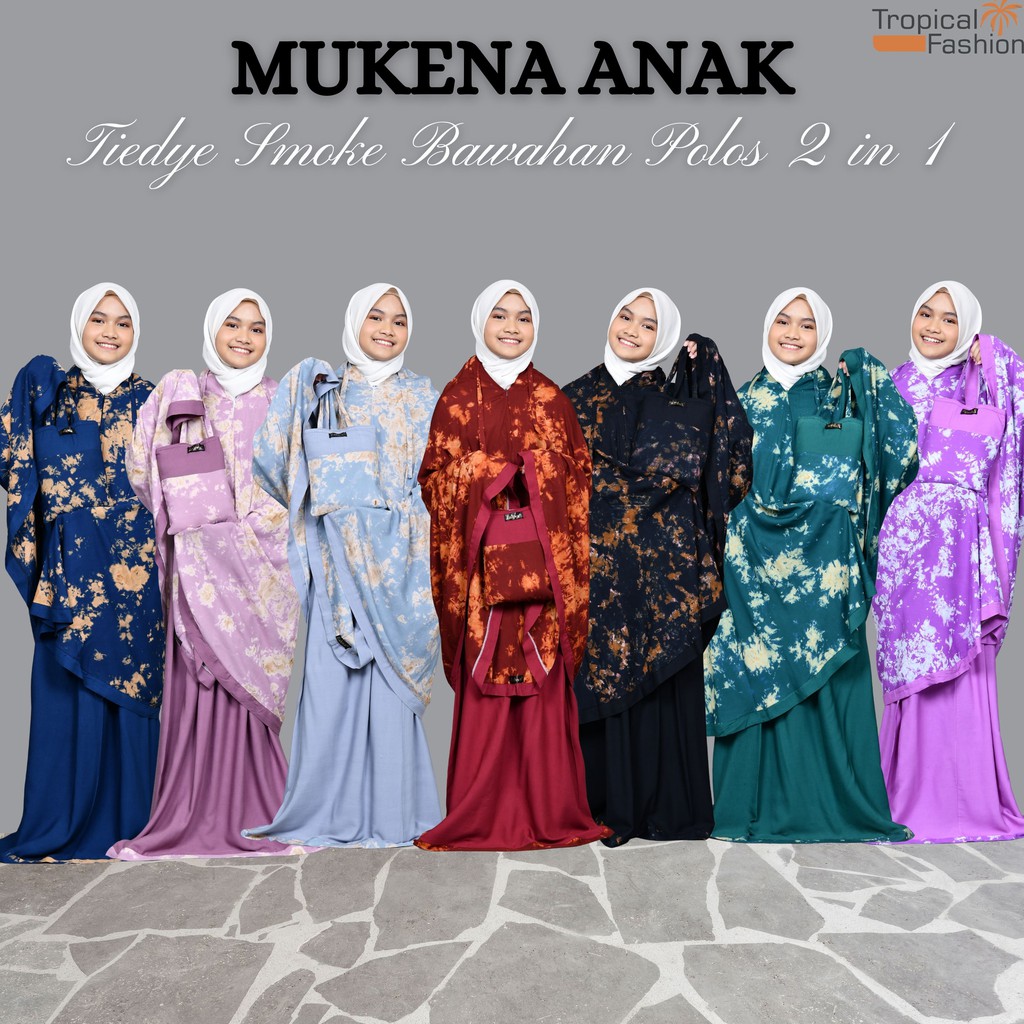 Mukena Bali Anak Tiedye Smoke Bawahan Polos 2 In 1 By Zahwa Bahan Rayon Janger Termurah Dan Kekinian