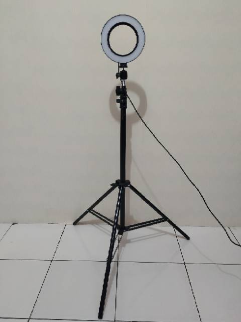 Lampu Ring Light LED Kamera 8W 6 Inch+ light stand tripod 180cm