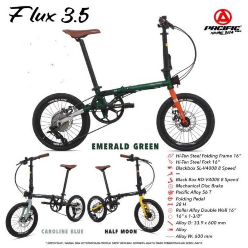 Sepeda Lipat Pasifik Flux 3.5 Ukuran 16+ Inch