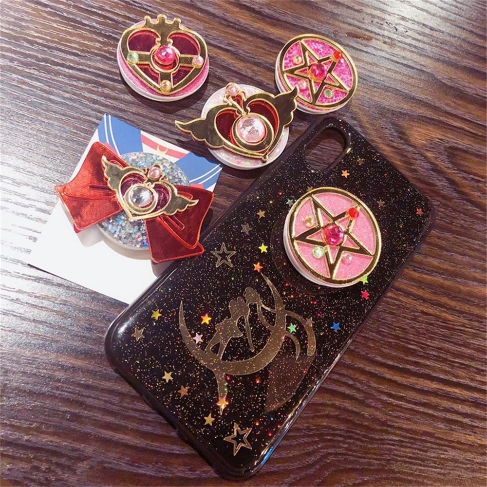 QUINTON Special Sailor Moon Mobile Stand For Girls Gifts Holder Socket Anime Sailor Moon Holder Standing Phone Accessories Creative Cute Girls Phone Holder Phone Mount Finger Ring