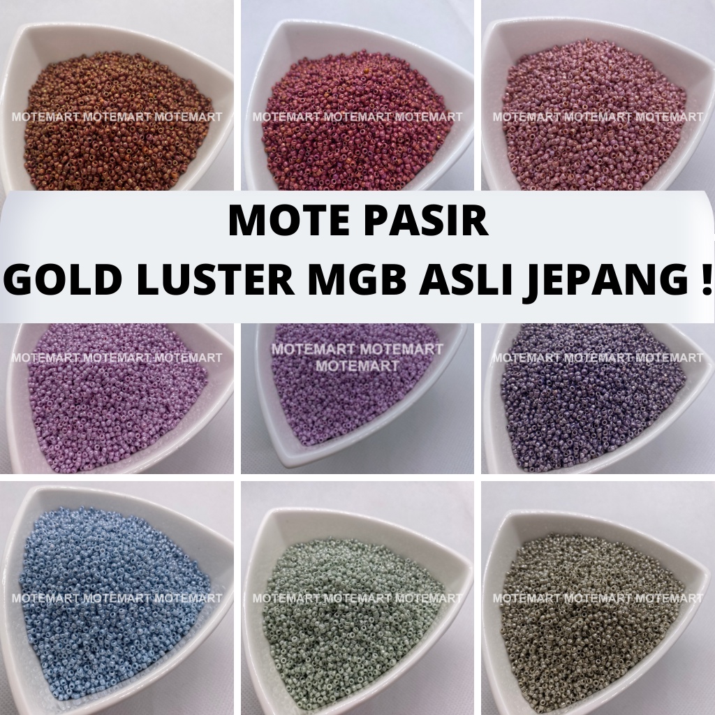 Mote Payet Manik Pasir dan Bambu Patah MGB Asli JEPANG MGB 15 gram Warna Gold Luster Sage Green Biru