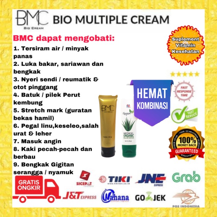 bmc bio multiple cream 30 Gram Obat penghilang luka Medigel Alovera