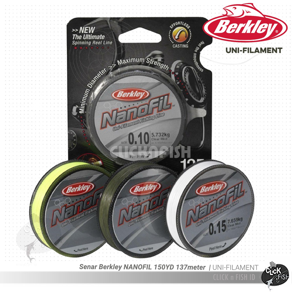 Senar Berkley NANOFIL 150YD / 300YD  UNI-FILAMENT PE NF150 | 4 6 10 12 14 17lb - Clear Green Stabilo