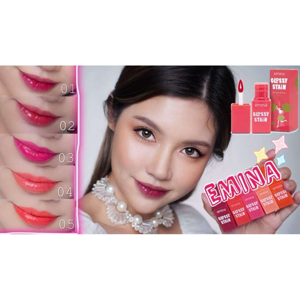 EMINA Glossy Stain 3g | Lip tint gel finishing glossy (KIM)